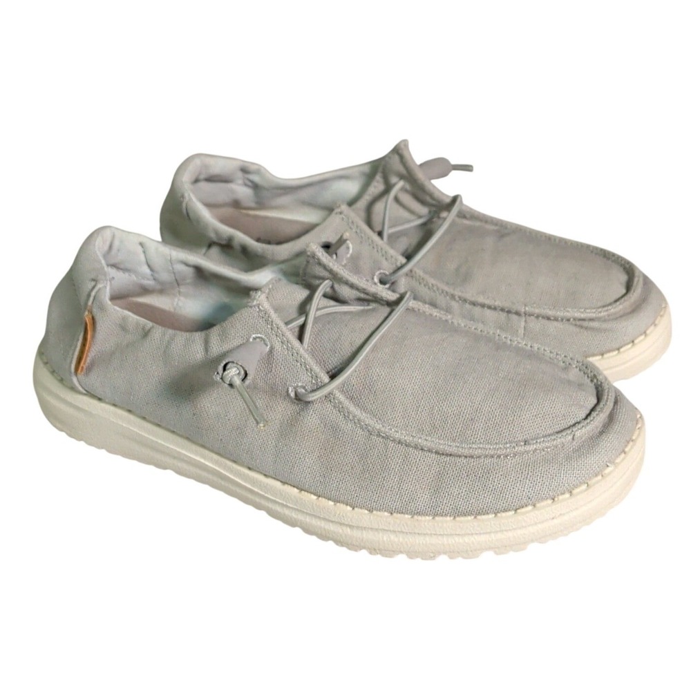 Hey Dude Wendy Shoes Womens Size 6 Gray Slip On Lightweight Casual Preppy Beach